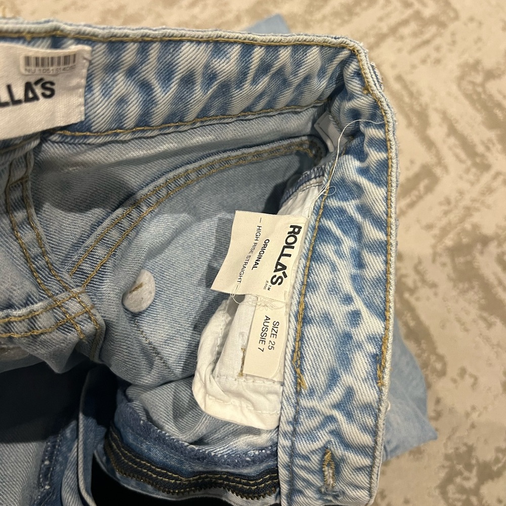 Rolla's Sky Blue Straight Leg Jeans - Picture 4 of 7